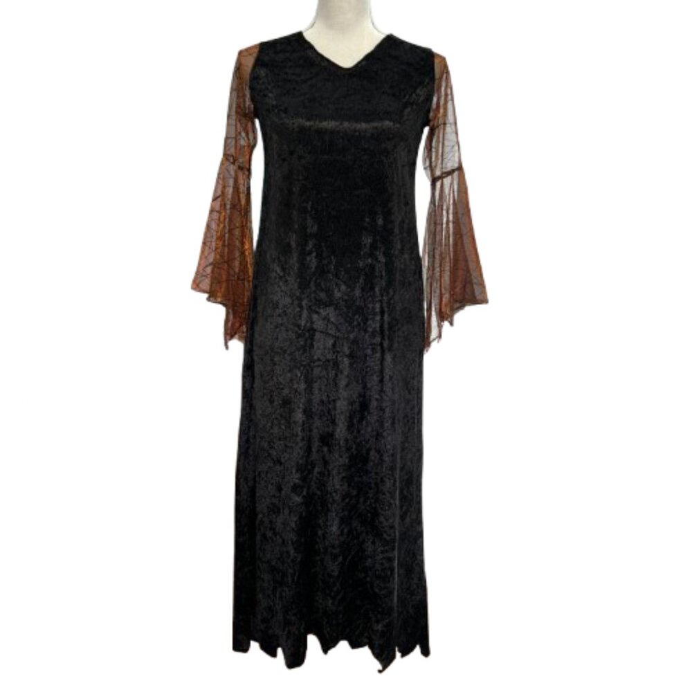 ADULT COSTUME Black Witch BY DISGUISE Orange Lace Flare Sleeve